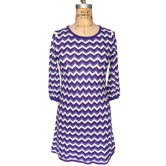 Alice + Olivia Purple Chevron Dress Size XS - Picture 1 of 7